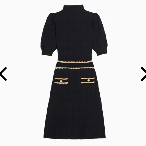 Sandro Black Knit Dress 2 /Medium / US 6 - Picture 4 of 14